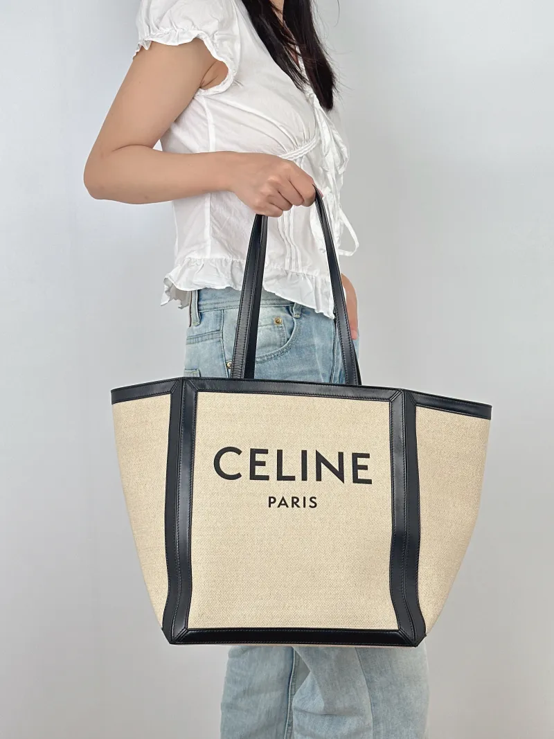 CELINE Top Handle Bagcabas logo tote Colorblock Black Canvas One Size31 × 25 × 30.5 cm — on-model view 2 of 2