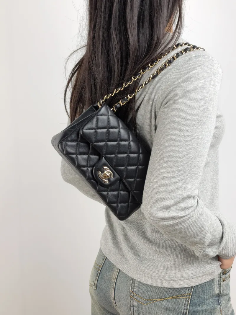 Chanel Crossbody Bag Classic Flap Large Mini CF Mini Black SL ambskin mini 20 × 6 × 12 cm — on-model view 2 of 2