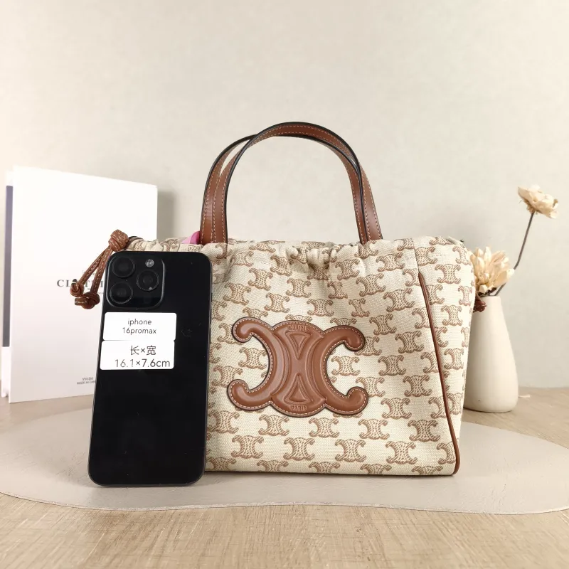 CELINE Top Handle Bag CABAS TRIOMPHE White PVC Small 22 × 15 × 17 cm — cover view 4 of 5