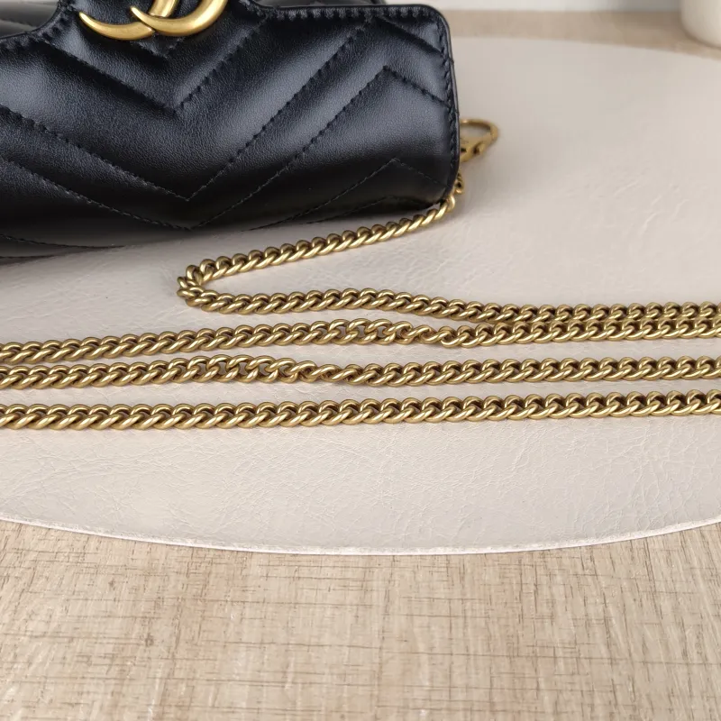 GUCCI Crossbody Bag GG Marmont Mini Marmont Mini Black Calfskin Mini 16.5 × 4.5 × 9.5 cm — detail view 2 of 12