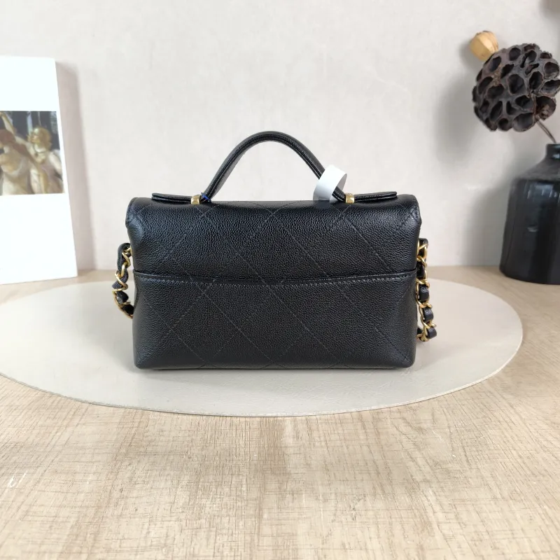 Chanel Crossbody Bag cf Collection Top Handle Bag Black Grained Calfskin One Size 20 × 5 × 13 cm — cover view 5 of 6