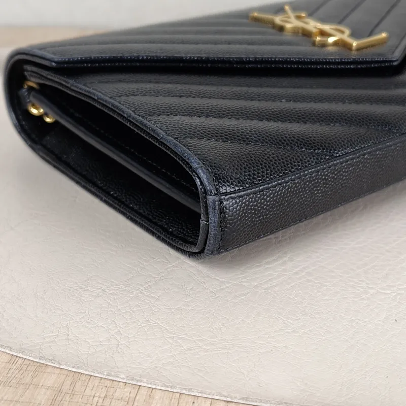 SAINT LAURENT Crossbody Bag CASSANDRE ENVELOPE Black Calfskin One Size 22.5 × 4 × 14 cm — detail view 12 of 13