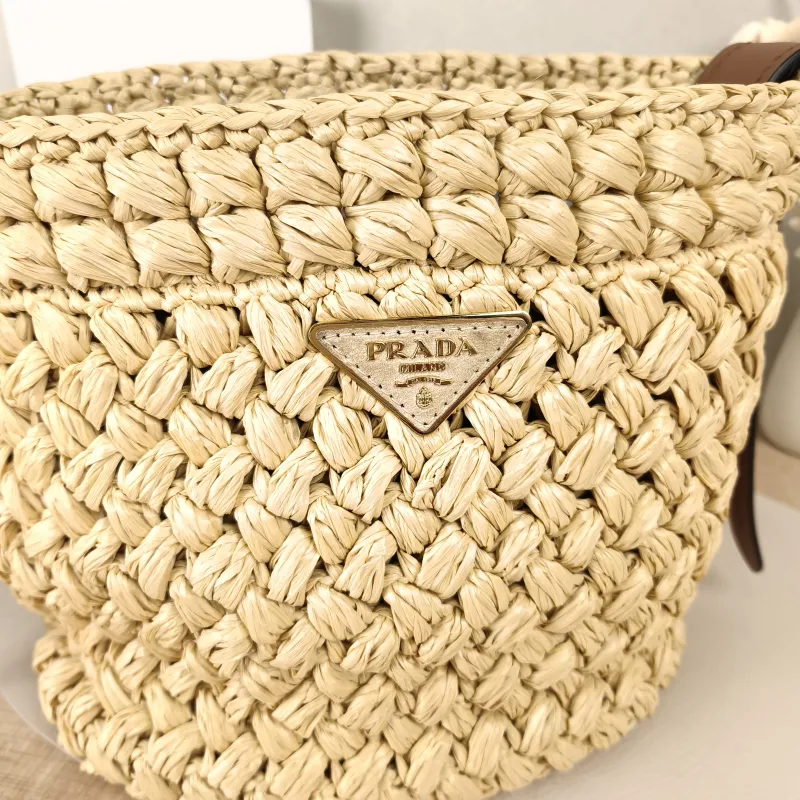 PRADA Shoulder Bag Bucket Bag Brown Woven One Size27 × 14 × 25 cm — detail view 3 of 13