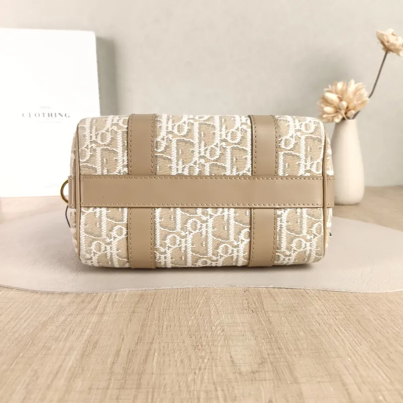 DIOR Shoulder Bag Groove 20 Top Handle Bag Taupe Canvas Small 20.5 × 12 × 13.5 cm — cover view 2 of 5