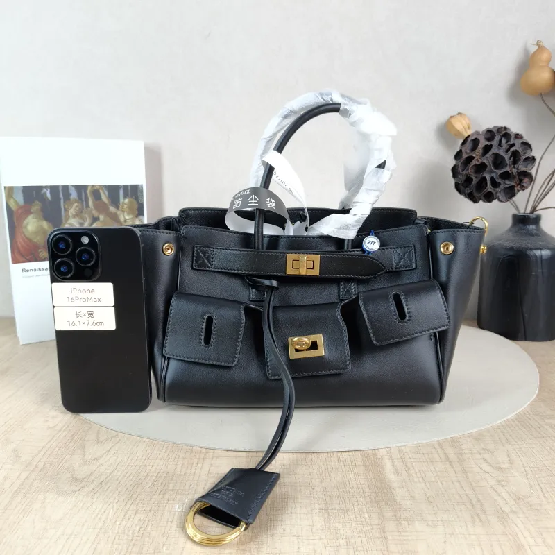BALENCIAGA Crossbody Bag Bel air Black with Gold-Tone Hardware Calfskin Mini 23.5 × 8 × 17 cm — cover view 6 of 6