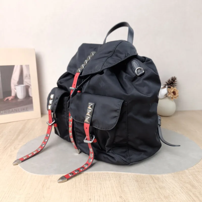 PRADA Backpack Nylon Backpack Black Nylon One Size 30 × 15 × 30 cm — cover view 5 of 5