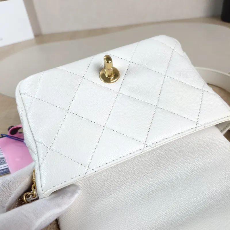 Chanel Crossbody Bag Classic Flap Mini CF Mini White Grained Calfskin Mini 17 × 6 × 12.5 cm — detail view 6 of 12