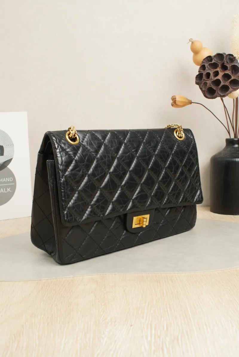 Chanel 2.55 Conditioned Medium Black with Gold-Tone Hardware Calfskin15 · Authenticity Card · 28 × 7.5 × 19.5 cm — cover view 4 of 7
