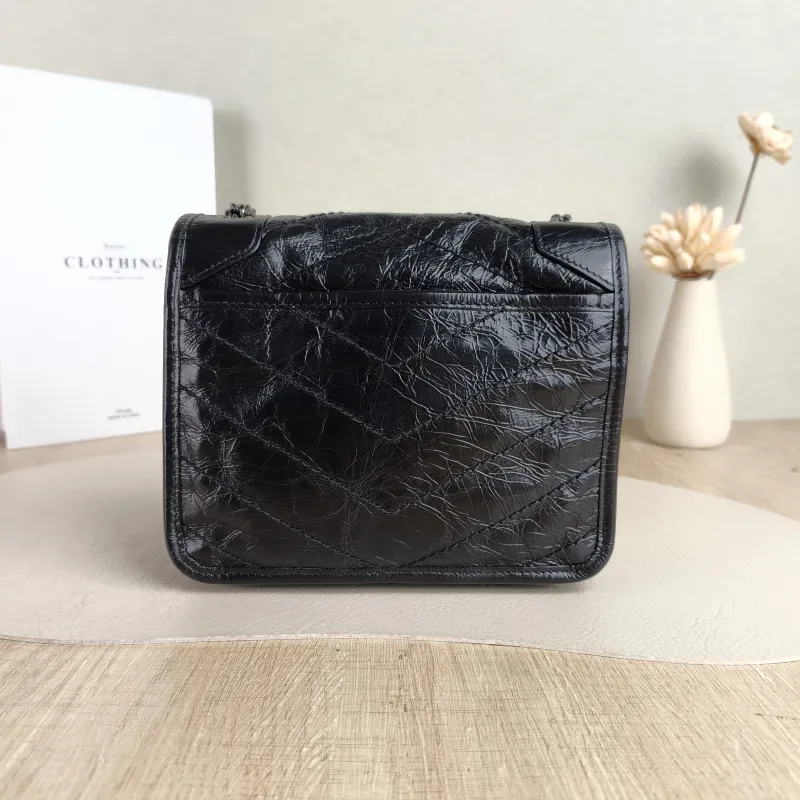 SAINT LAURENT Crossbody Bag Niki Chain Bagwoc Black Waxed Leather Calfskin Mini 19 × 5 × 16 cm — cover view 5 of 5