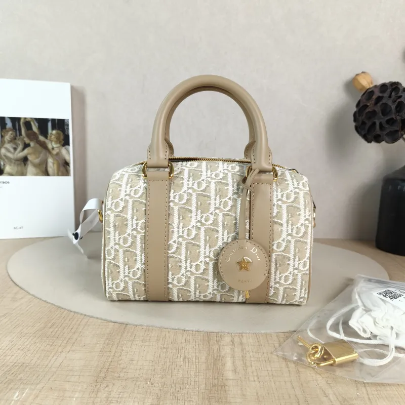 DIOR Shoulder Bag Groove 20 Top Handle Bag Beige Canvas Small 20.5 × 12 × 13.5 cm — cover view 2 of 6