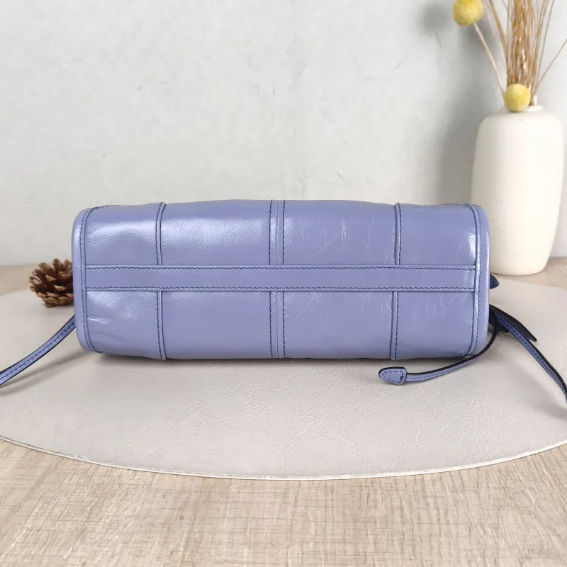 PRADA Top Handle Bag Bonnie Soft Lux Blue Waxed Leather Mini 23.5 × 9 × 12 cm — cover view 5 of 5