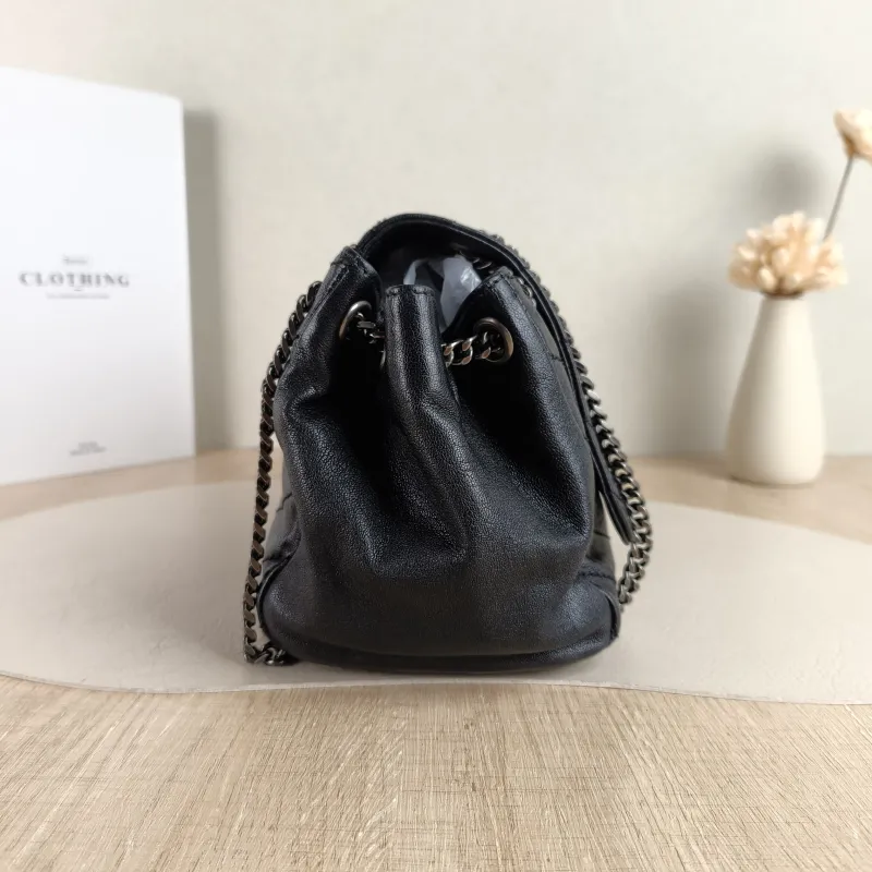 SAINT LAURENT Crossbody Bag NOLITA Black Lambskin Small 22 × 13 × 17.5 cm — detail view 10 of 11