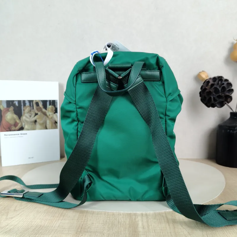 PRADA Backpack Nylon Backpack Green Nylon One Size 21 × 13 × 26 cm — cover view 2 of 5