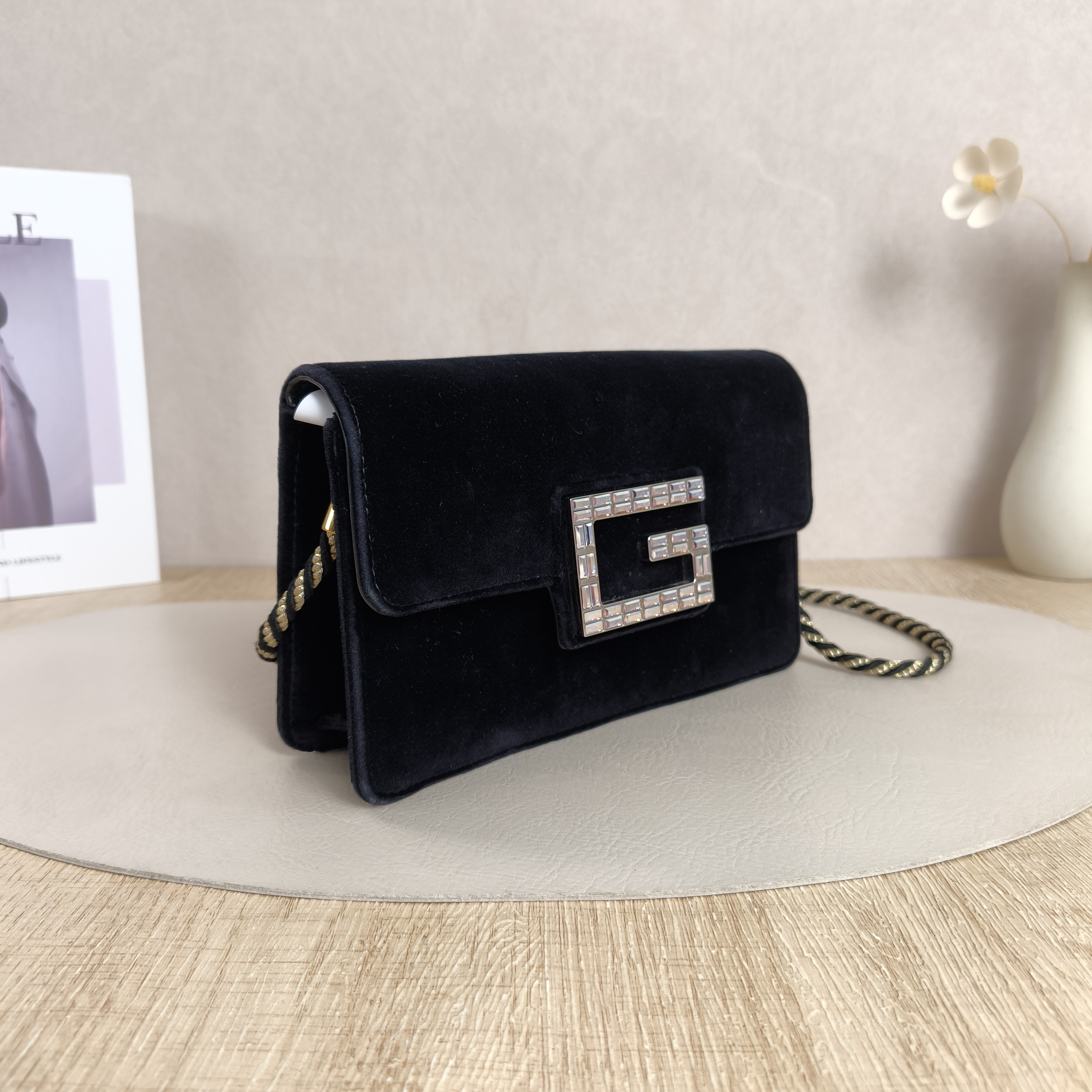 GUCCI Crossbody Bag Crossbody Bag Black Velvet One Size20 × 5 × 13 cm — cover view 10 of 10