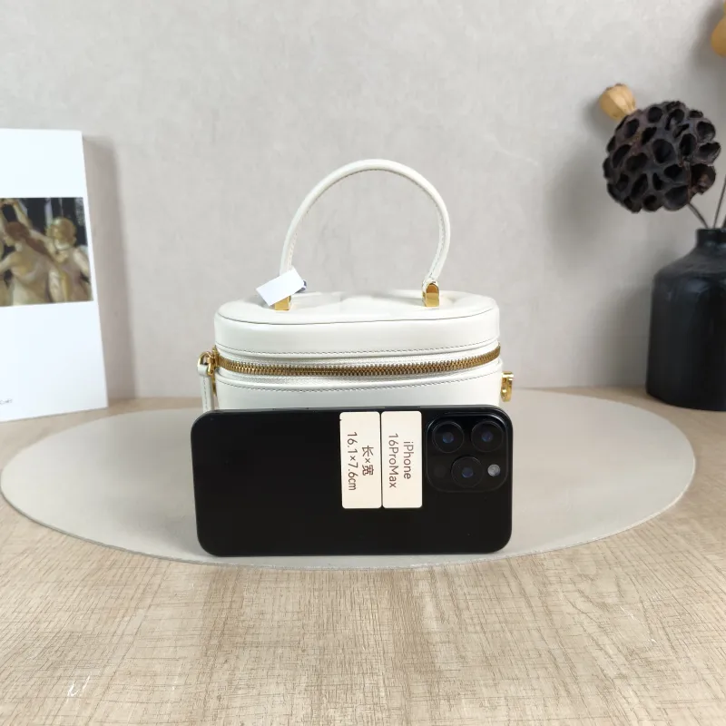 DIOR Crossbody Bag Vanity Cosmetic Bag White Lambskin One Size 16 × 9.5 × 11.5 cm — cover view 4 of 5