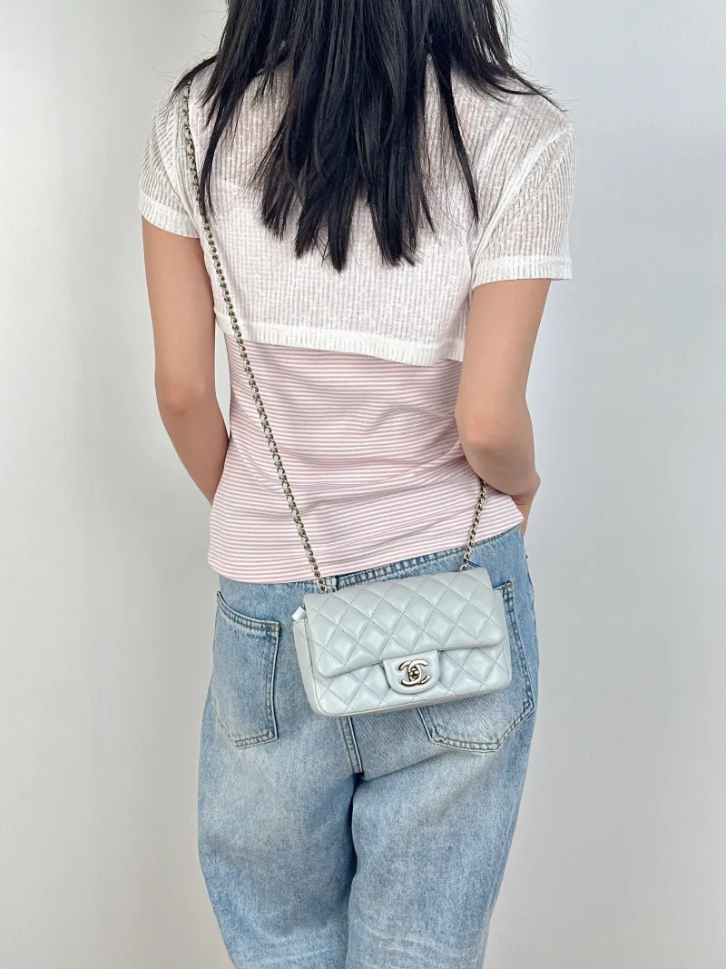 Chanel Crossbody Bag Classic Flap Large Mini CF Mini Collection Crossbody Bag Lambskinmini18 × 5 × 12 cm — on-model view 1 of 3