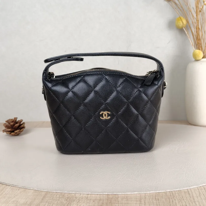 Chanel Crossbody Bag Crossbody Bag Black Grained Calfskin One Size 15.5 × 6 × 12 cm