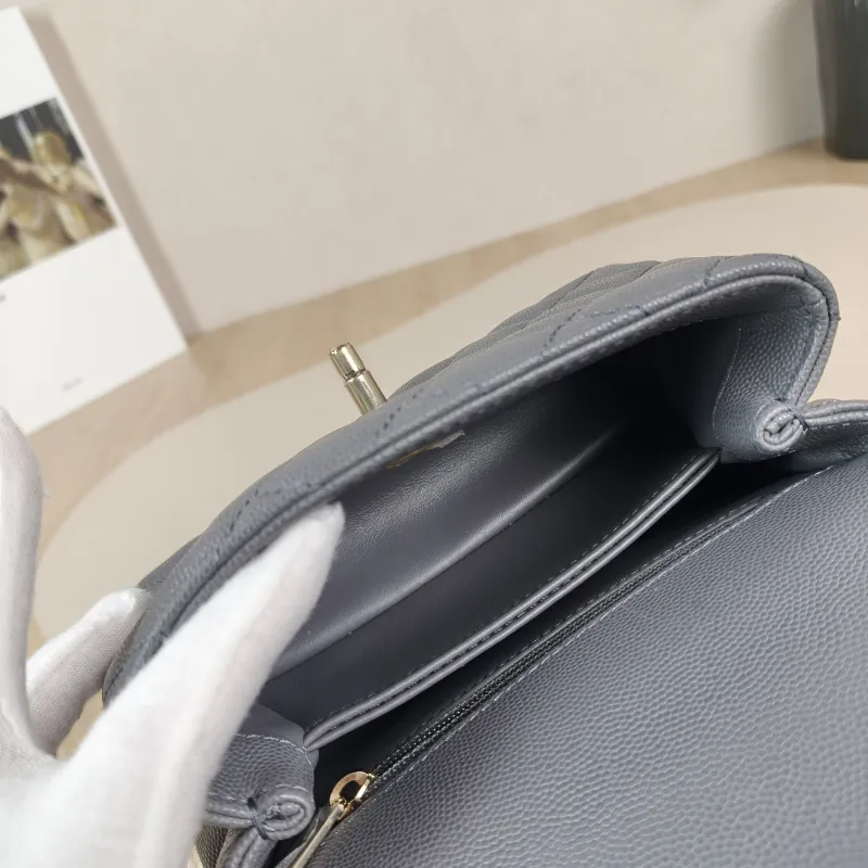 Chanel Crossbody Bag Coco Handle​ Dark Grey Grained Calfskin Mini 19 × 9 × 13 cm — detail view 5 of 14