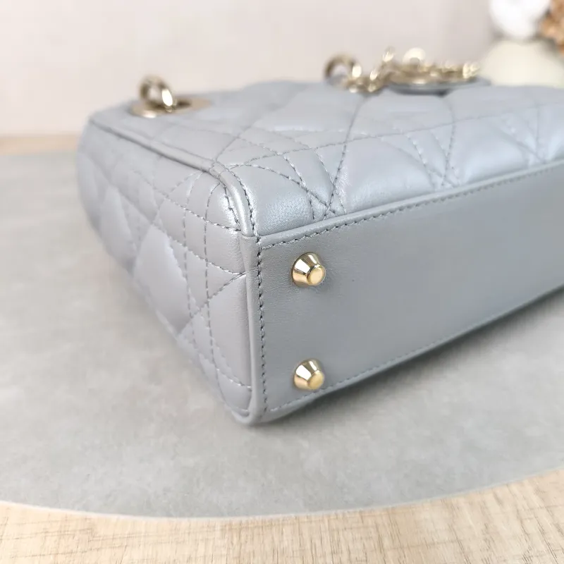 DIOR Crossbody Bag Lady Lady Dior Bag Grey Lambskin Mini 17 × 7 × 15 cm — detail view 12 of 12