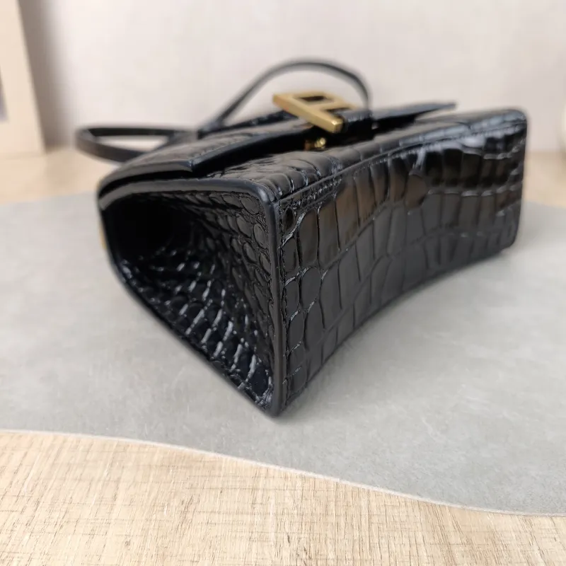 BALENCIAGA Crossbody Bag Hourglass Hourglass Bag Black Calfskin XS 19 × 8 × 13 cm — detail view 9 of 13