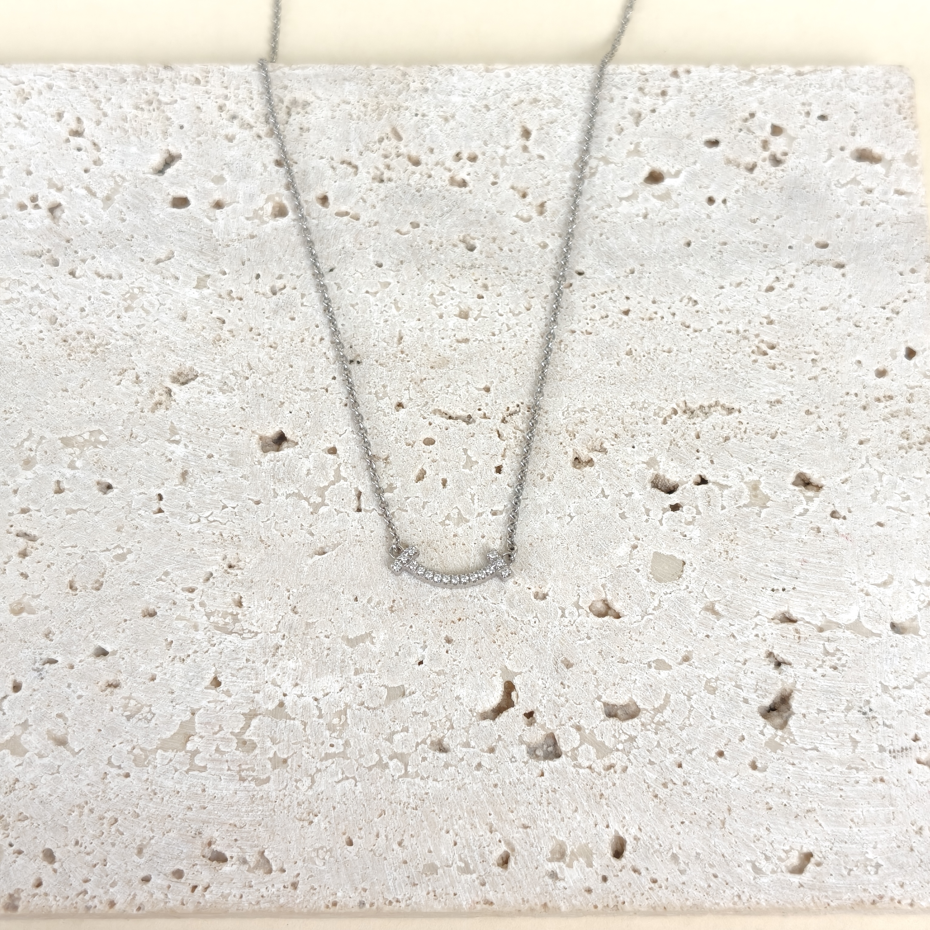 Tiffany&Co. Necklace TC ollection Smile White Gold Pavé Diamond White Gold18KW hite Gold Diamond Mini 45cm — cover view 4 of 7