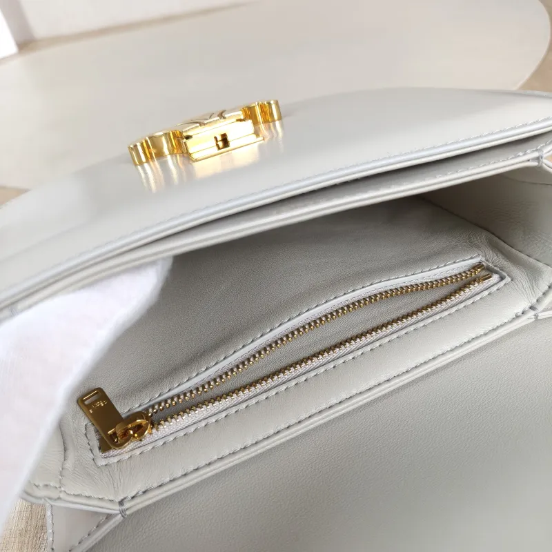 CELINE Crossbody Bag TEEN BESACE TRIOMPHE Grey Calfskin Small 18.5 × 6 × 16 cm — detail view 4 of 12
