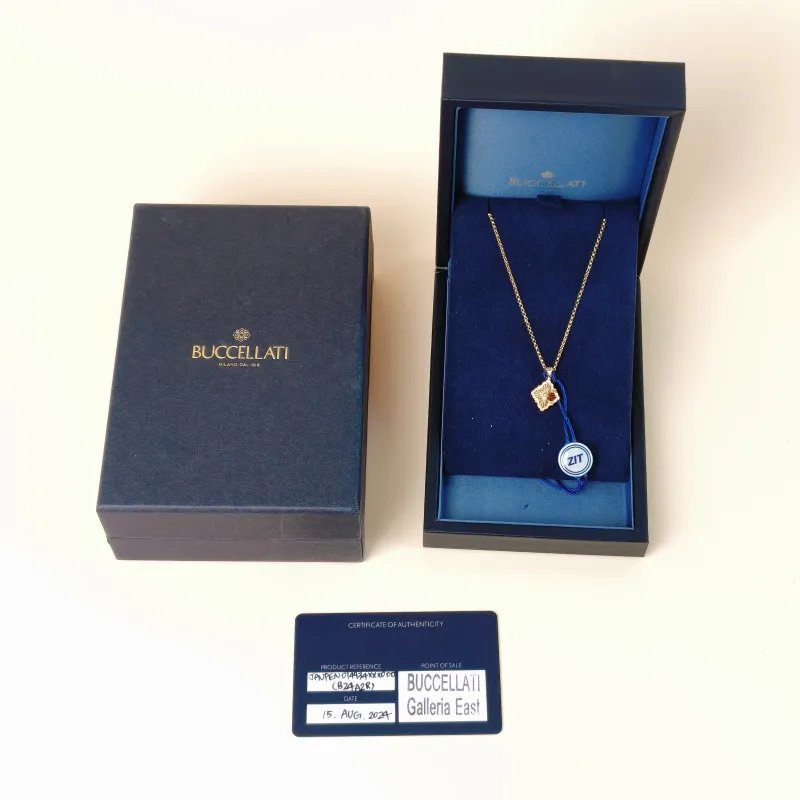 BUCCELLATI Necklace Opera Tulle Enamel Pendant Necklace Red 18KY ellow Gold Small 43cm — cover view 4 of 9