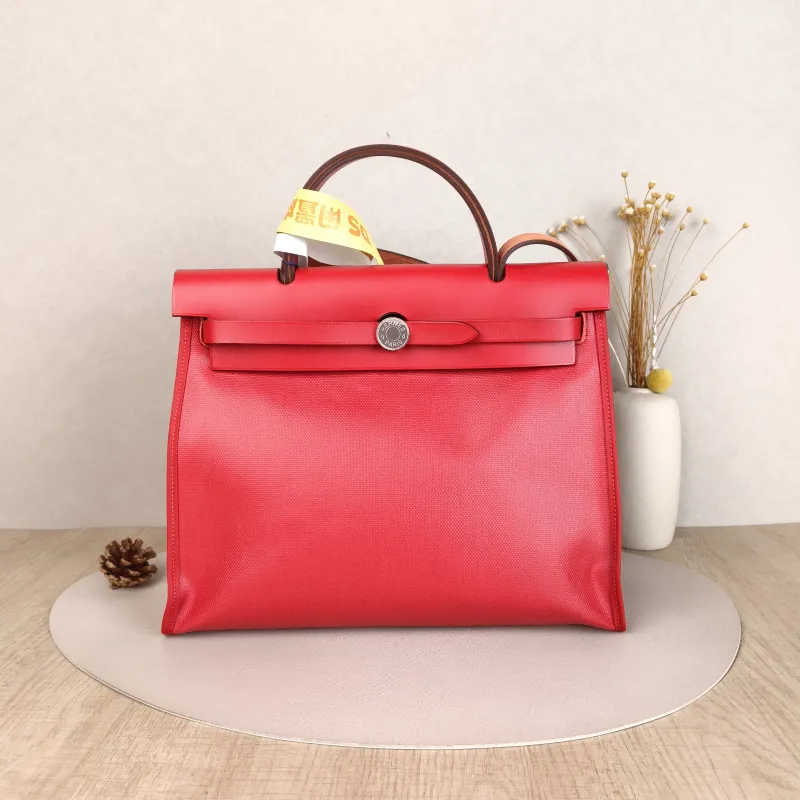 Hermès Shoulder Bag Herbag 31Red PVC Medium31 × 10 × 25 cm