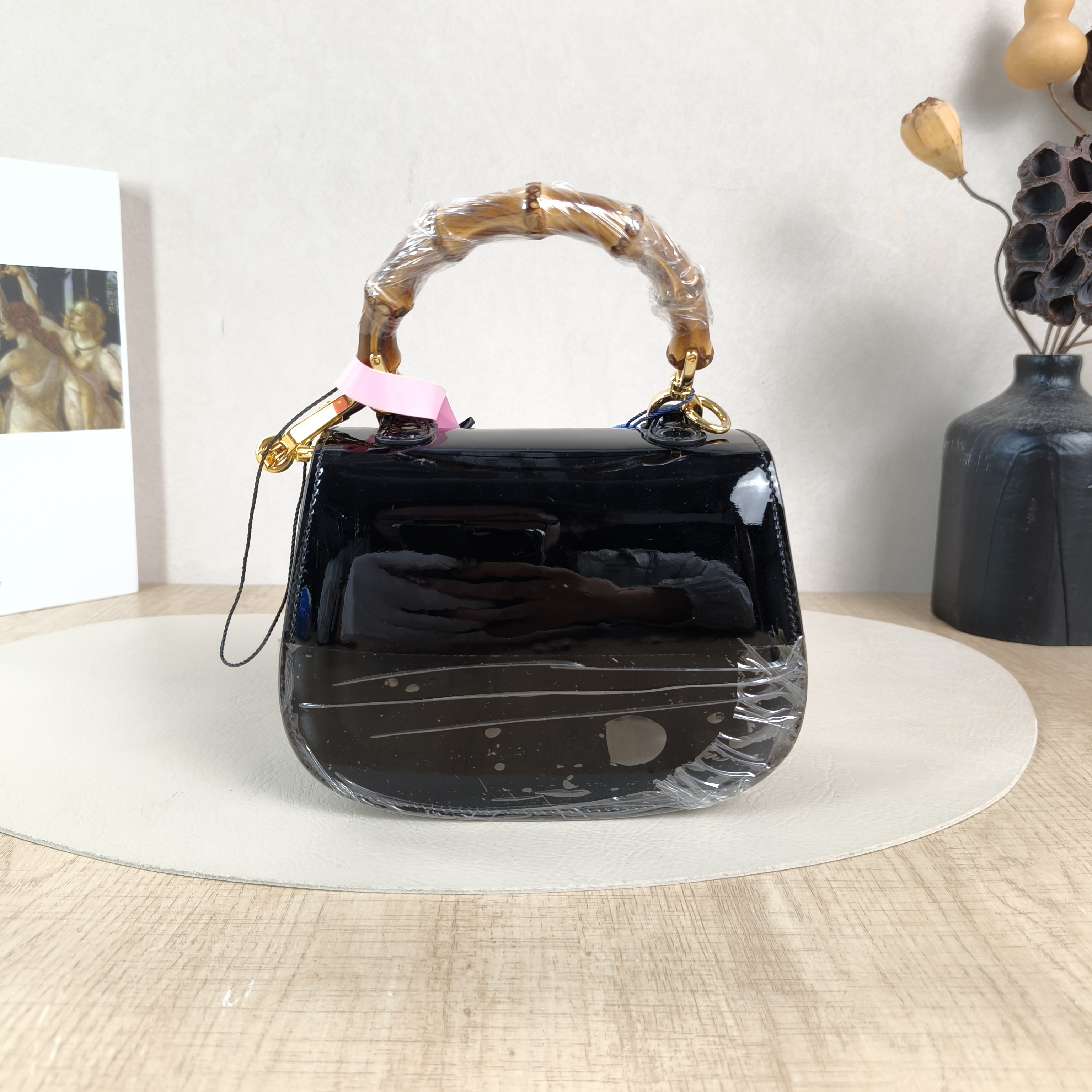 GUCCI Crossbody Bagbamboo 1947 jumbo Crossbody Bag Black Patent Leathermini17 × 7.5 × 12 cm — cover view 6 of 6