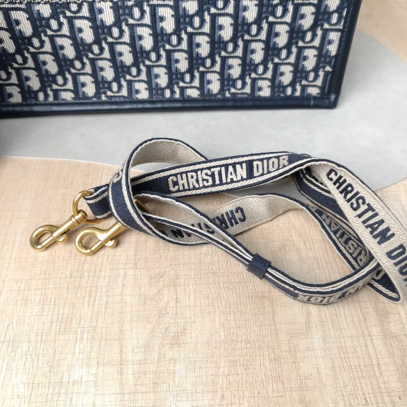 DIOR Shoulder Bag Book Tote Shoulder Strap Edition Blue Canvas · Calfskin Medium 36.5 × 16.5 × 28 cm — detail view 6 of 12