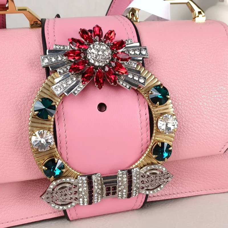 Miumiu Crossbody Bag Miu Lady Chain Bag Pink Calfskin One Size 22 × 10 × 13 cm — detail view 11 of 13