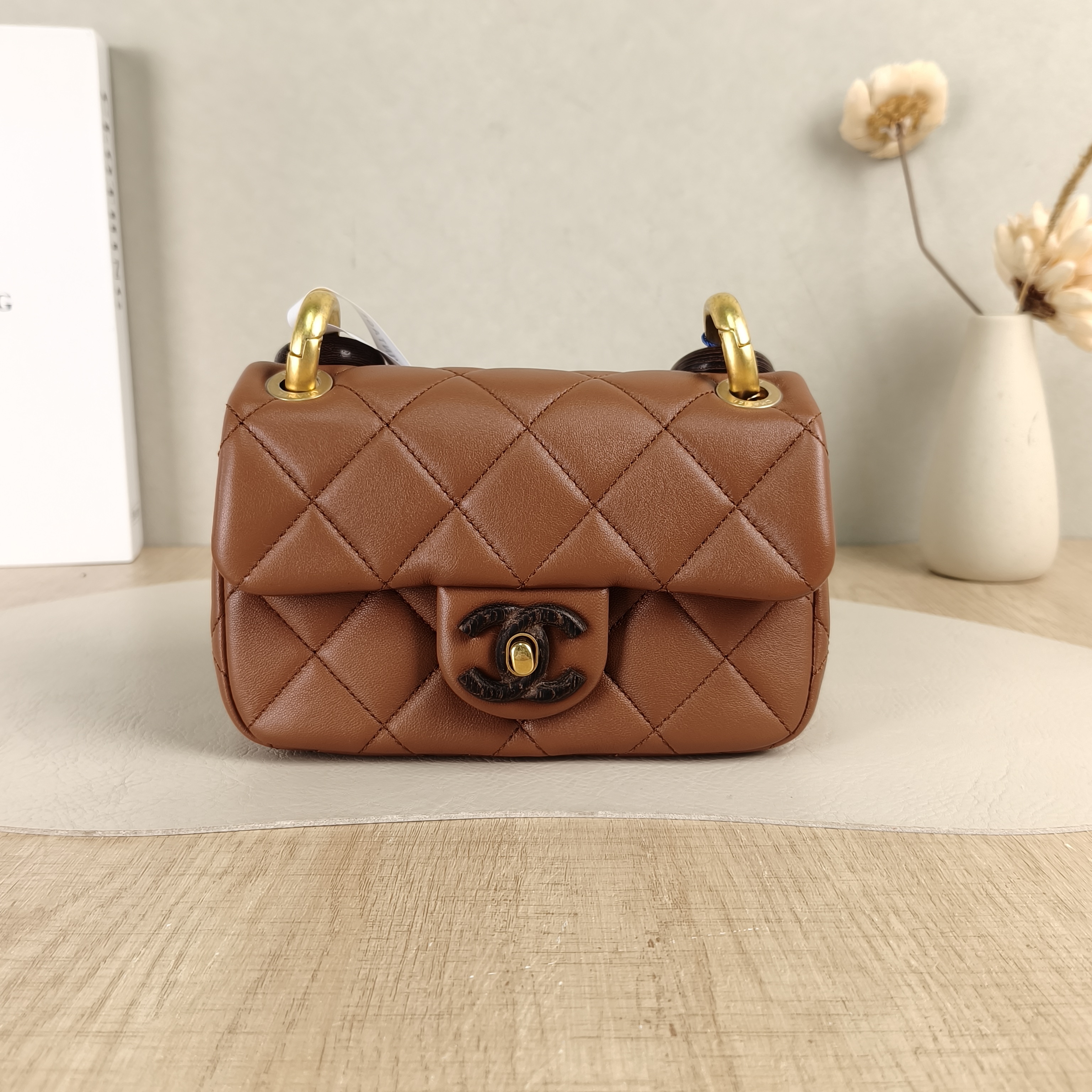 Chanel Crossbody Bag CF Mini Brown Lambskinmini17 × 6 × 12 cm