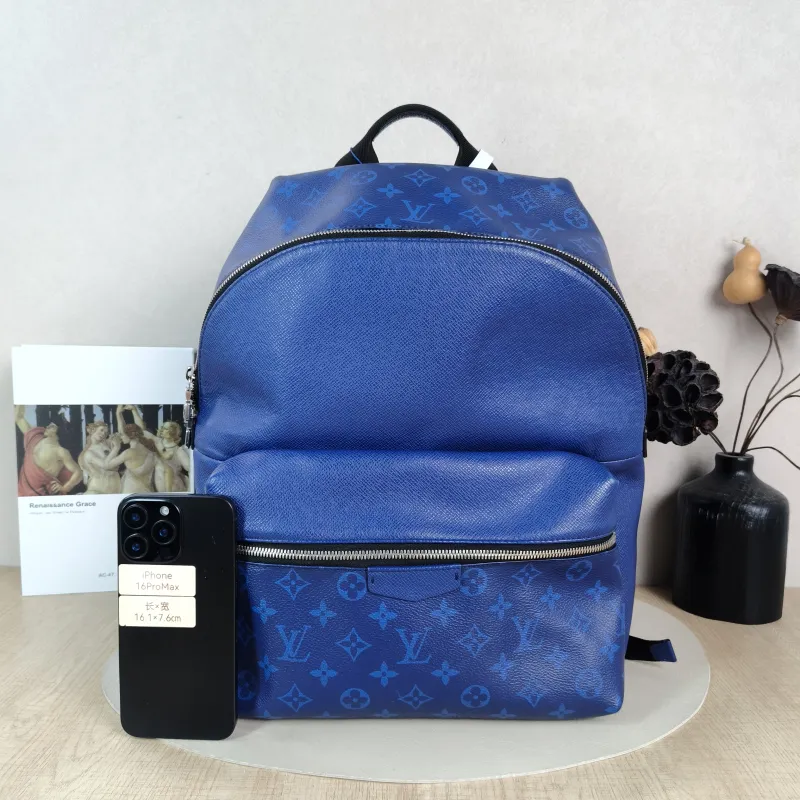 Louis Vuitton Backpack Discovery Backpack Blue PVC · Calfskin Small 37 × 20 × 40 cm — cover view 5 of 5
