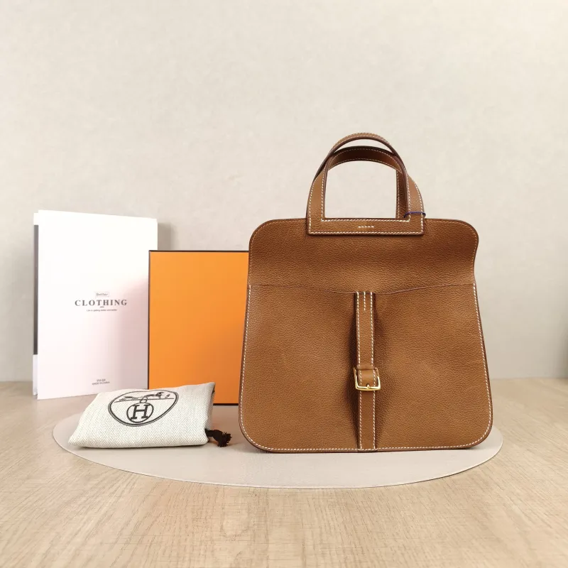 Hermès Shoulder Bag Halzan 25 Brown Saddle Leather Small25 × 8 × 17 cm — cover view 8 of 9