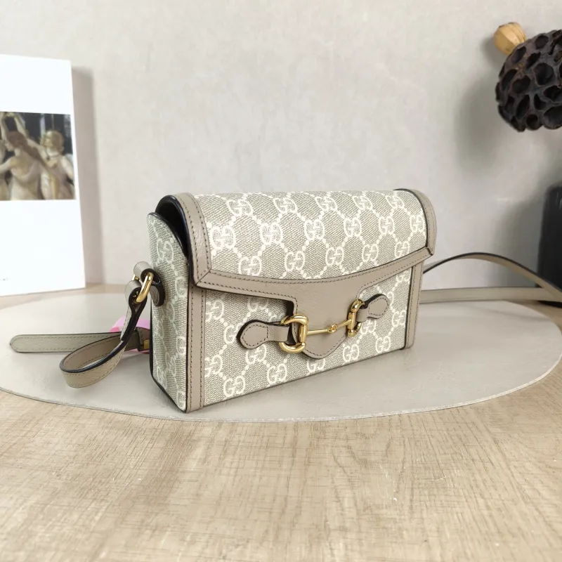 GUCCI Crossbody Bag Horsebit 1955Collection Mini Box Bag White Monogram PVC Mini 18 × 5 × 12 cm — cover view 4 of 5