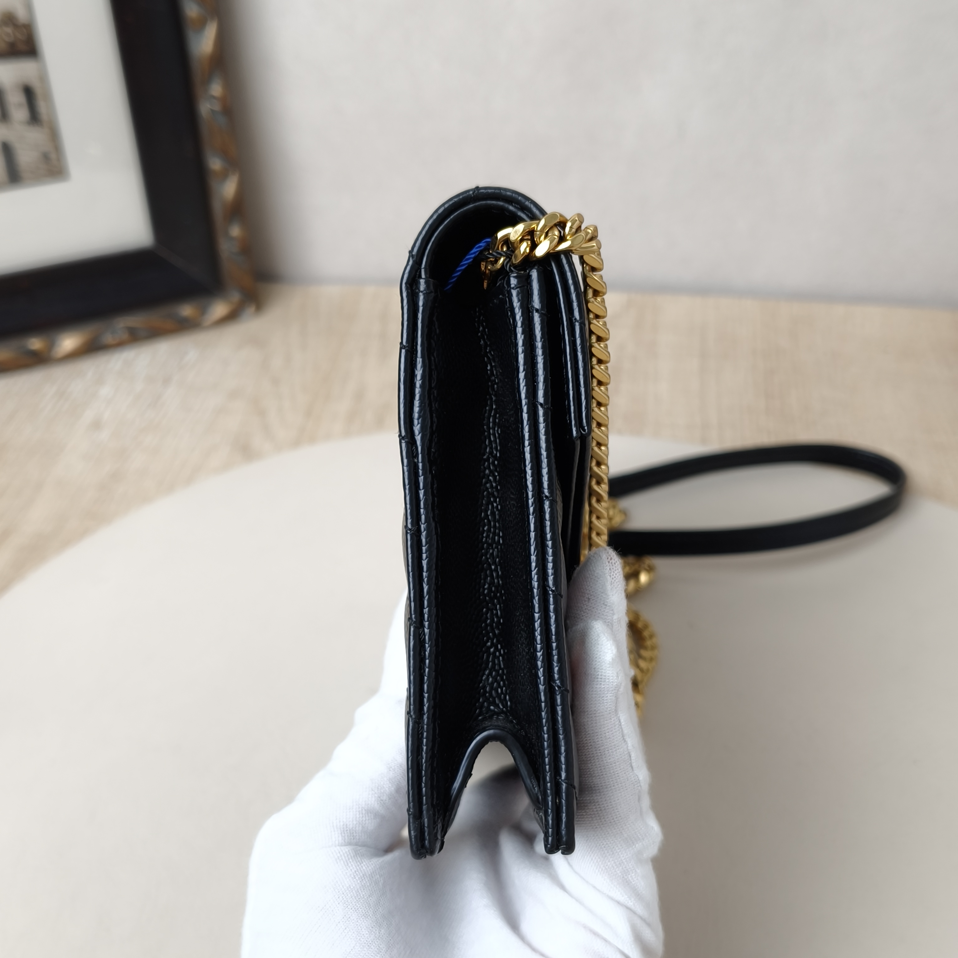 SAINT LAURENT Small Black with Gold-Tone Hardware Calfskin · Shoulder Strap · 19 × 3 × 12 cm — cover view 3 of 10