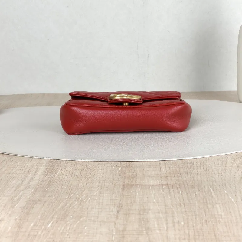 GUCCI Crossbody Bag GG Marmont Mini Marmont Mini Red Calfskin Mini 16.5 × 4.5 × 9.5 cm — cover view 4 of 5