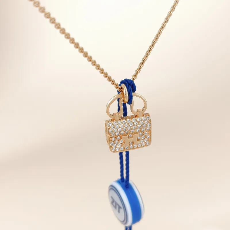 Hermès Necklace Amulettes Constance Pavé Diamond Necklace Rose Gold 18KR ose Gold One Size 40cm — cover view 7 of 10