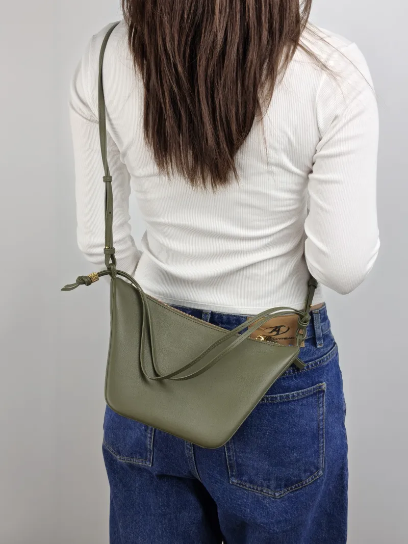 LOEWE Shoulder Bag Hammock hobo Green Calfskin Mini 28 × 9.5 × 17 cm — on-model view 1 of 2