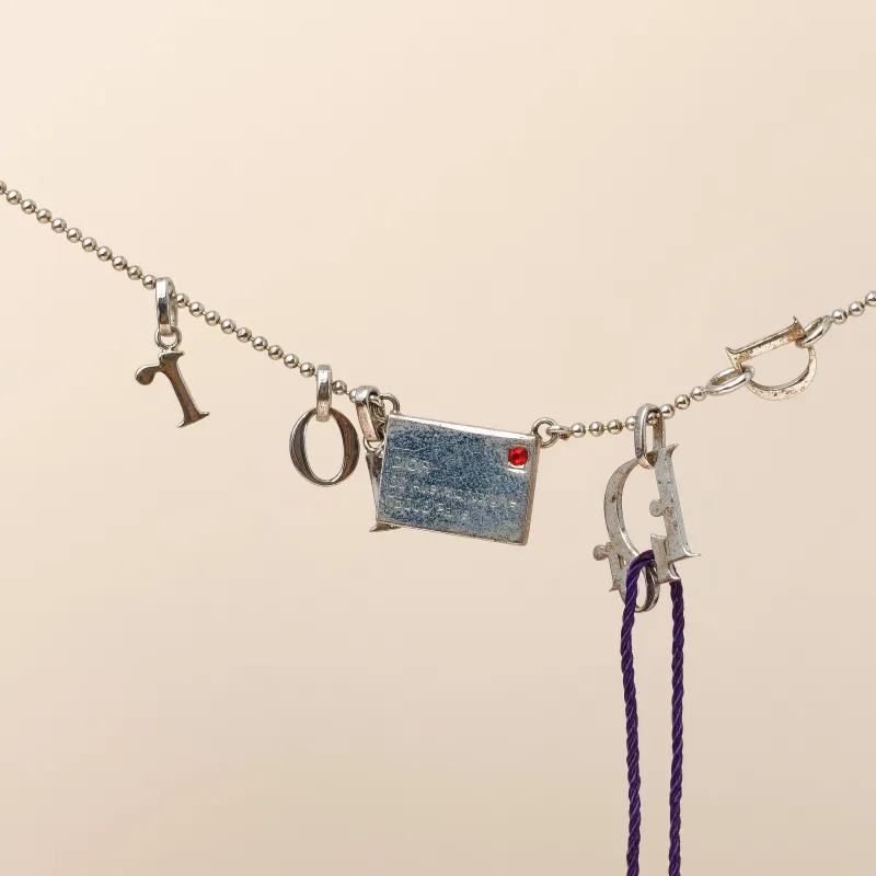 DIOR Necklace Pink logo Necklace Silver One Size42cm — cover view 9 of 9