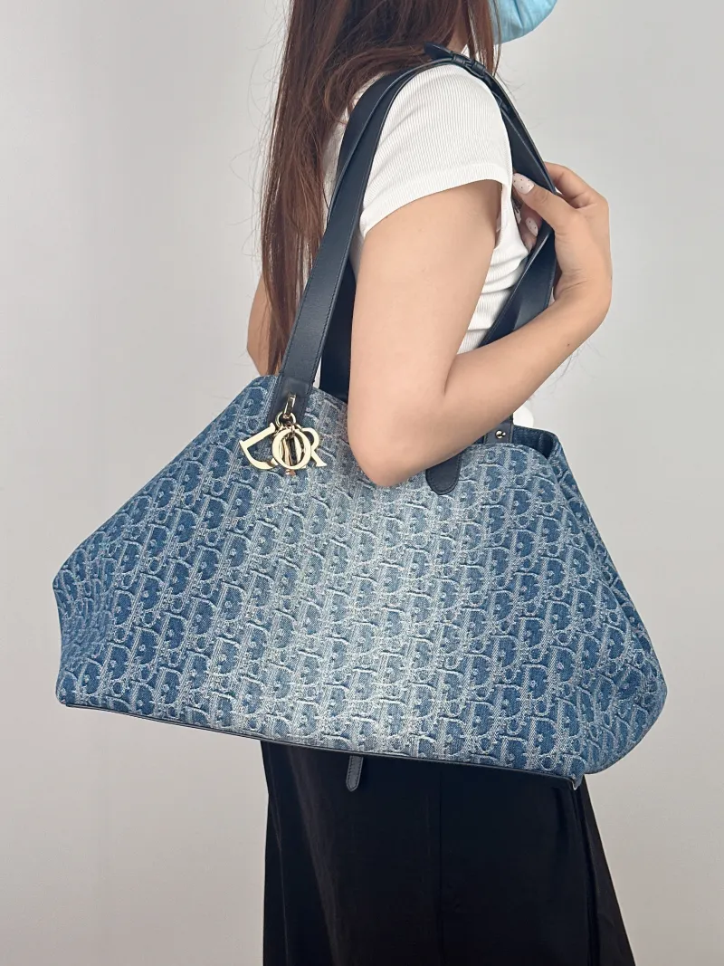DIOR Top Handle Bag TOUJOURS Blue Large37 × 21 × 27 cm — on-model view 2 of 2