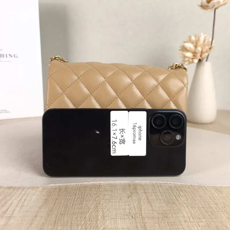 Chanel Crossbody Bag Taupe Lambskinmini17 × 8 × 13.5 cm — cover view 2 of 5
