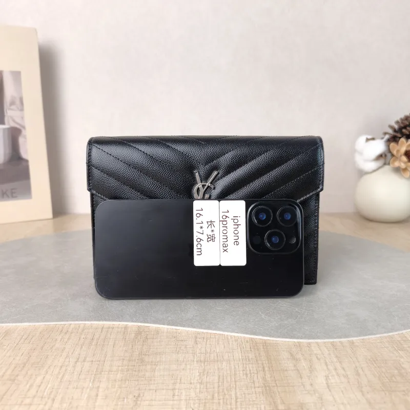 SAINT LAURENT Crossbody Bag CASSANDRE ENVELOPE Black Calfskin One Size 19 × 3.5 × 12.5 cm — cover view 5 of 5