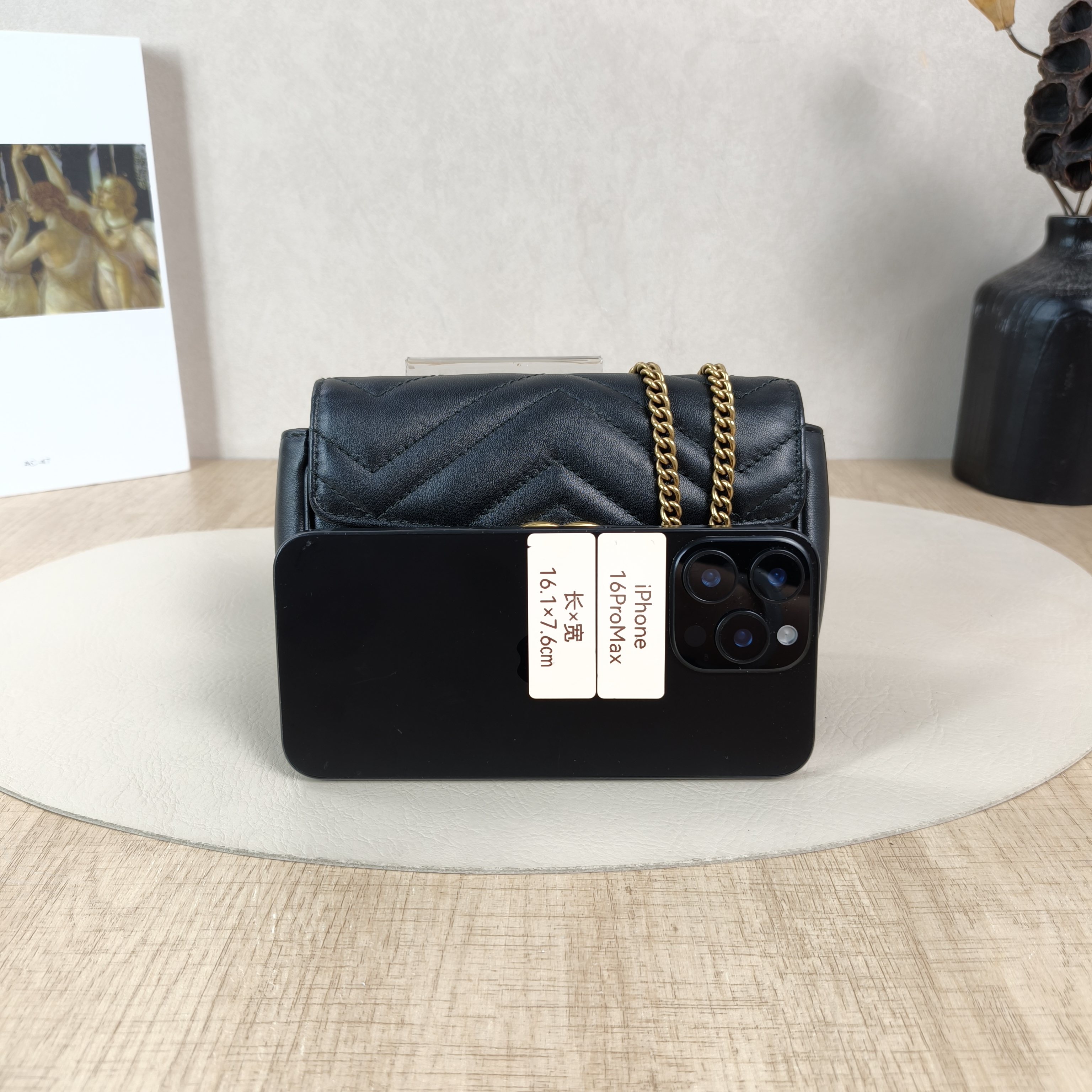 GUCCI Crossbody Bag GG Marmont Mini Marmont Mini Black Calfskinmini16.5 × 4.5 × 9.5 cm — cover view 4 of 5