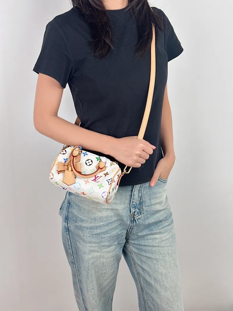 Louis Vuitton Crossbody Bag Speedy Nano Multicolore PVC nano 16 × 7.5 × 10 cm — on-model view 3 of 3