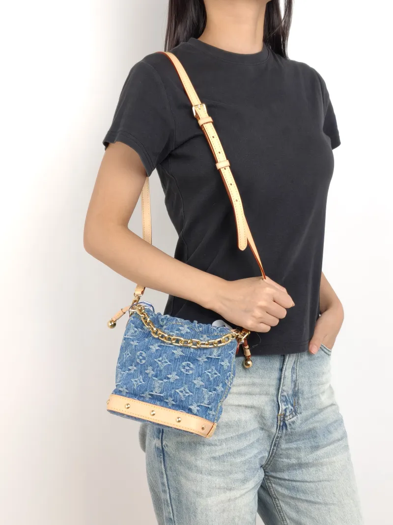 Louis Vuitton Crossbody Bag NANO NOÉ Bucket Bag Nano Blue nano 20.5 × 9 × 17.5 cm — on-model view 3 of 3