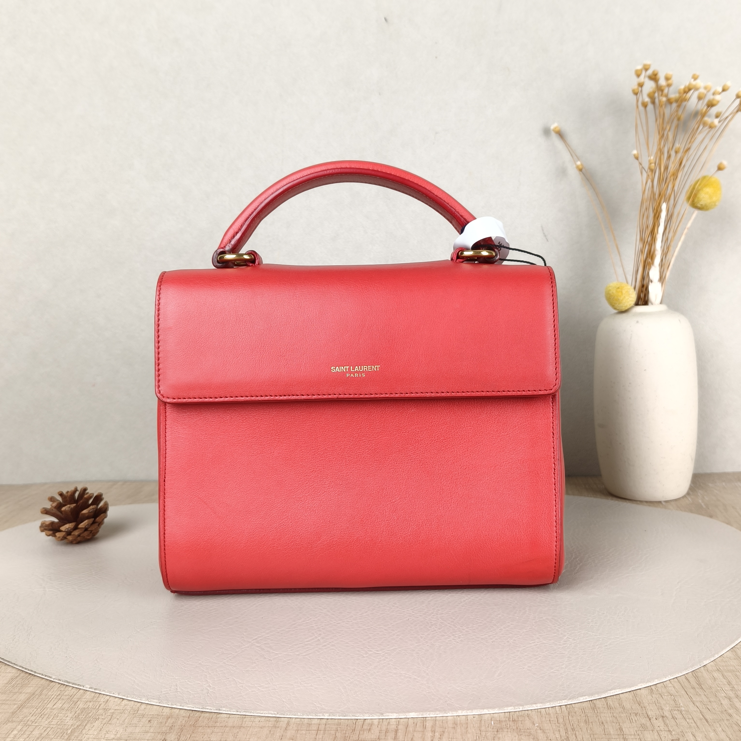 SAINT LAURENT Shoulder Bag Shoulder Bag Red Calfskin One Size21 × 10 × 17 cm