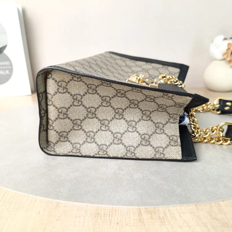 GUCCI Shoulder Bag Padlock Tote Black Monogram PVC Medium26 × 10 × 18 cm — detail view 4 of 12