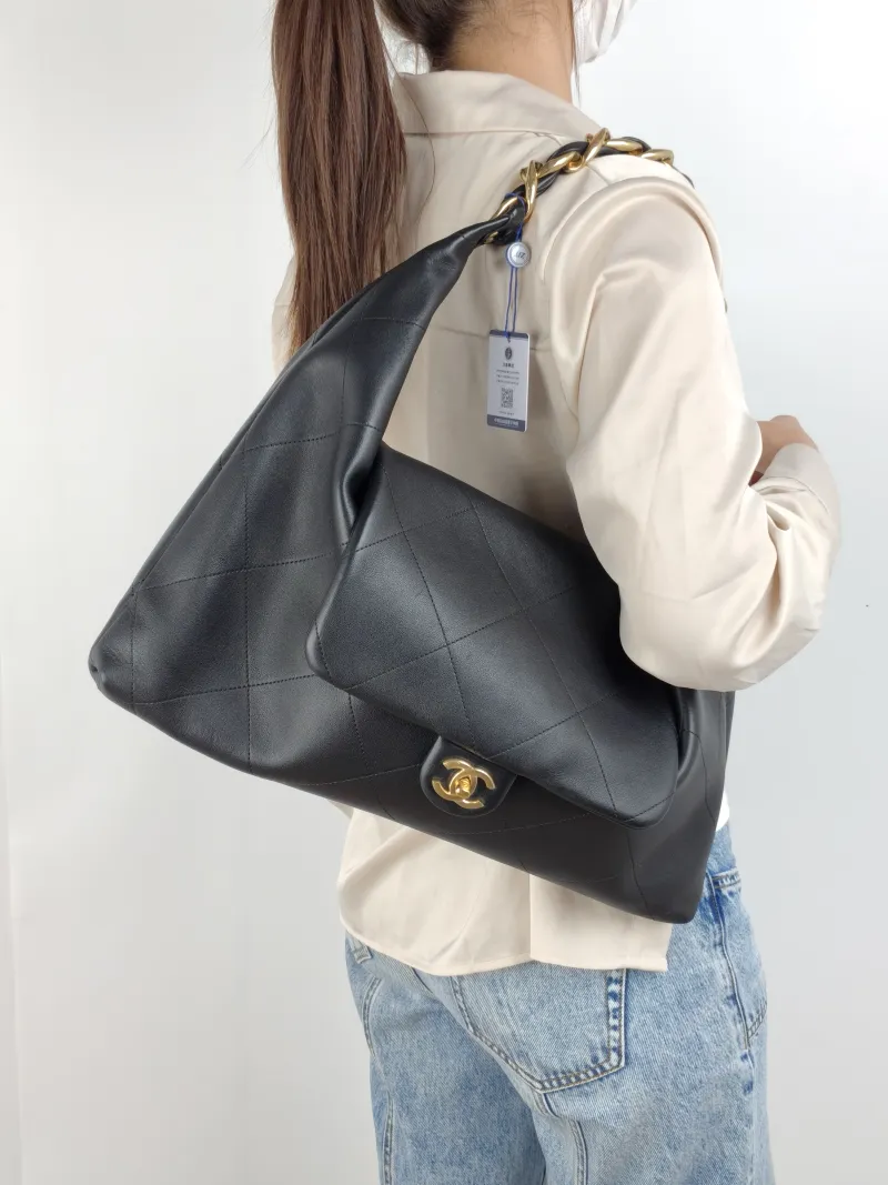 Chanel Shoulder Bag 25k hobo Black Calfskin 43 × 9 × 36 cm — on-model view 1 of 2