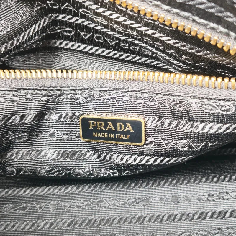 PRADA Shoulder Bag Bonnie Soft Lux Black Waxed Leather Medium32 × 12 × 15.5 cm — detail view 5 of 12